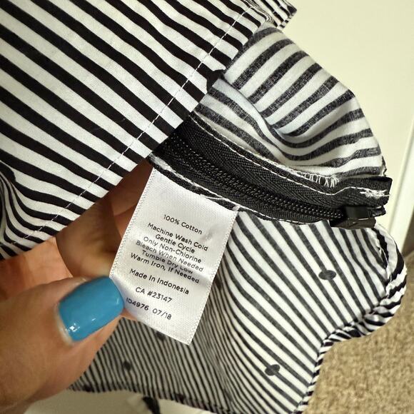 Talbots Womens Top Large Black Stripes Polka Dots Side Zipper Office Career - Picture 4 of 6